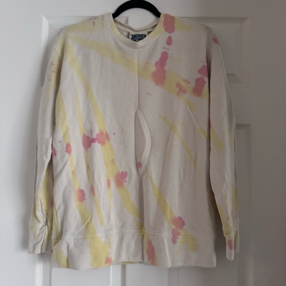 Jungmaven Tie-Dye Sweatshirt in Cream, Pink, and Yellow